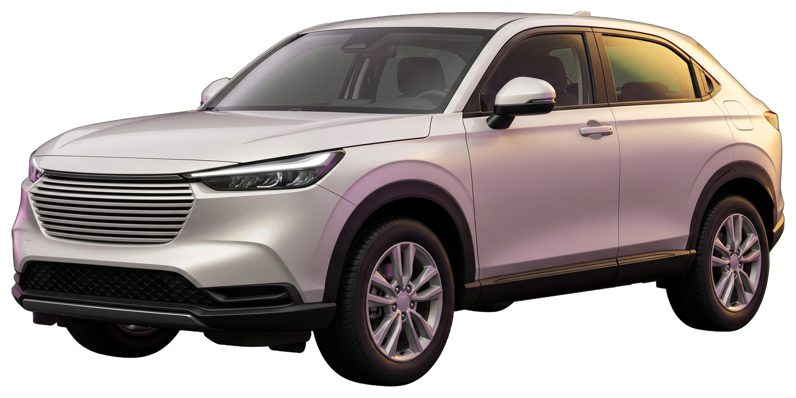 A pearl-white crossover, the kind of car Karvio buys.